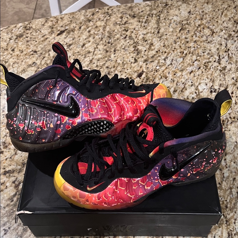 Foamposites asteroids. Vibrant Red and Yellow Sneakers - Picture 4 of 5